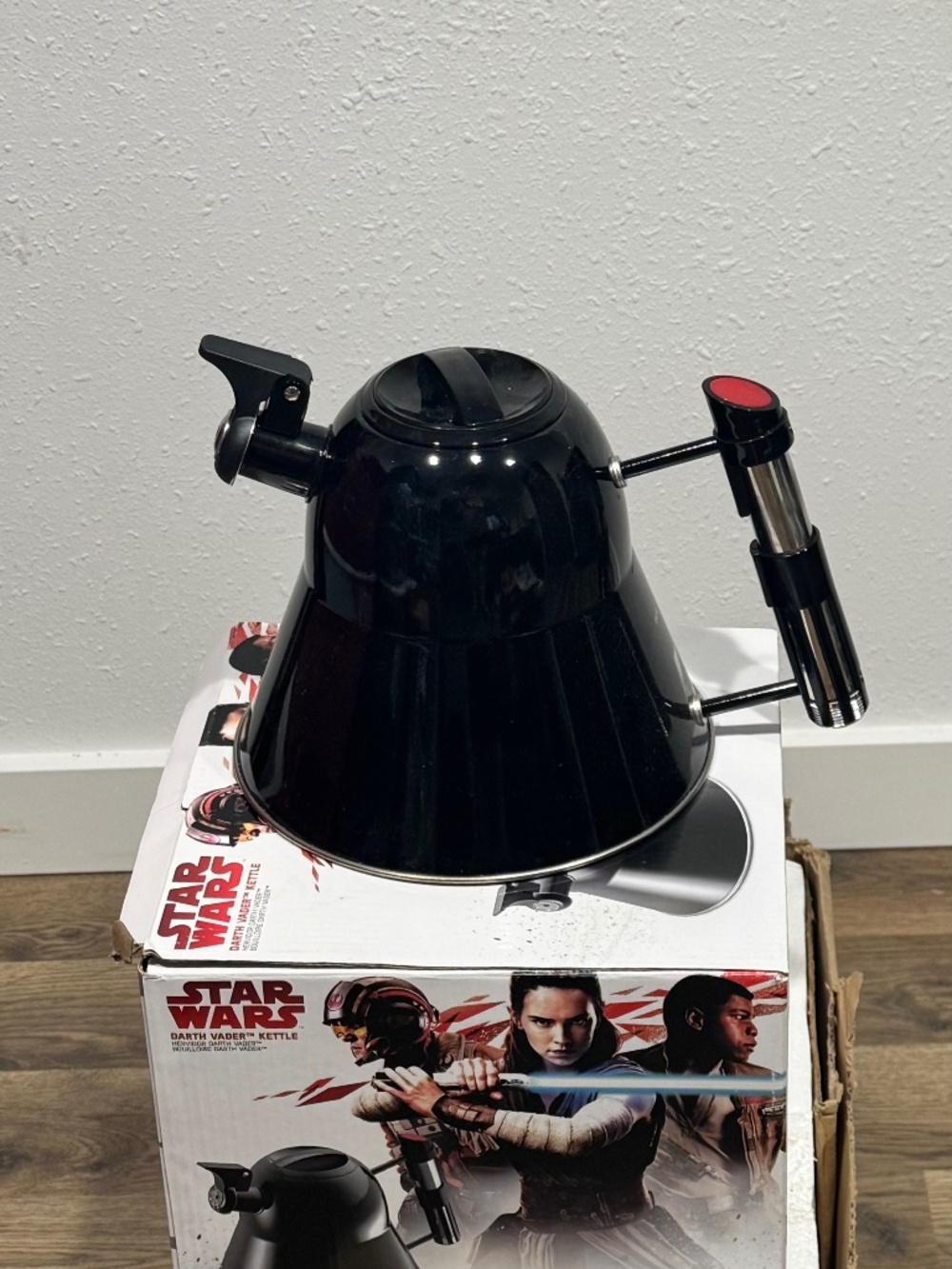 Darth Vader Tea Kettle Disney Star Wars Light Saber handle Uncanny Brands W/ Box